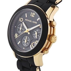 Michael Kors Black and Gold Silicone Watch
